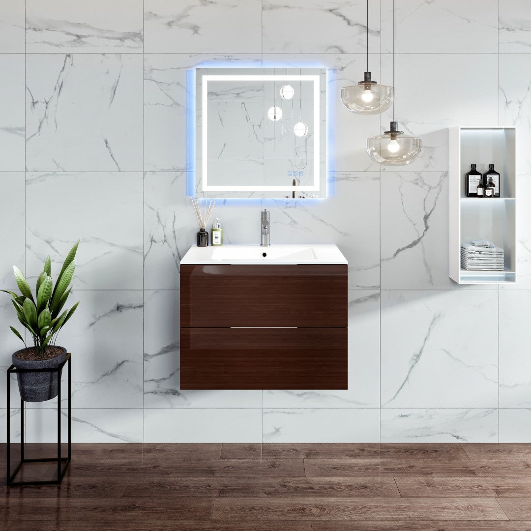 Eviva Galsaky Wall Mount Bath Vanity with Porcelain Top and Integrated Sink (24"-32")