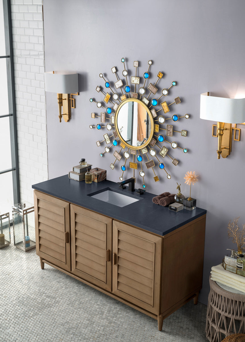 Portland 60" Single Vanity Cabinet, Whitewashed Walnut