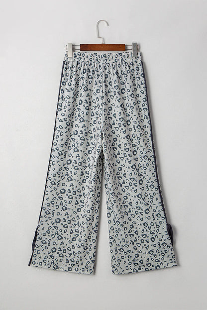 Khaki Leopard Print High Rise Knot Side Pants