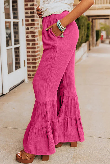 Rose Ruffle High Waist Flared Pants