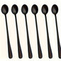 Set of 6 LongHandled Black Polished Stainless Steel Spoons