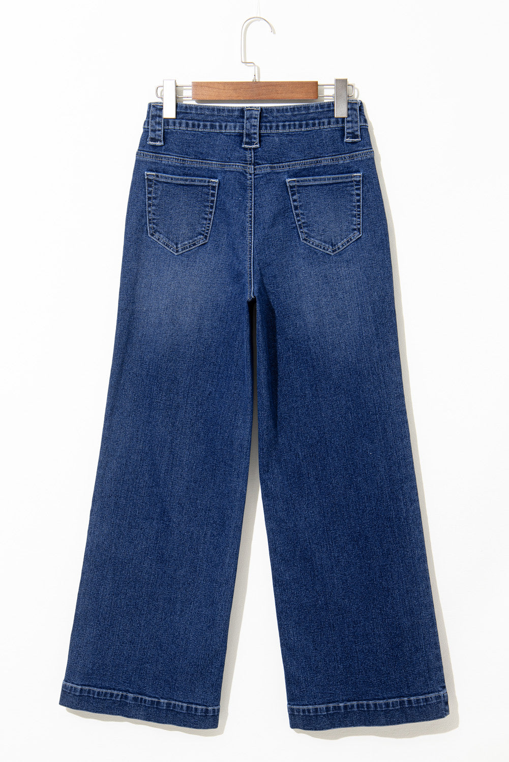 Sail Blue High Waist Women's Jeans with Wide Legs and Pockets