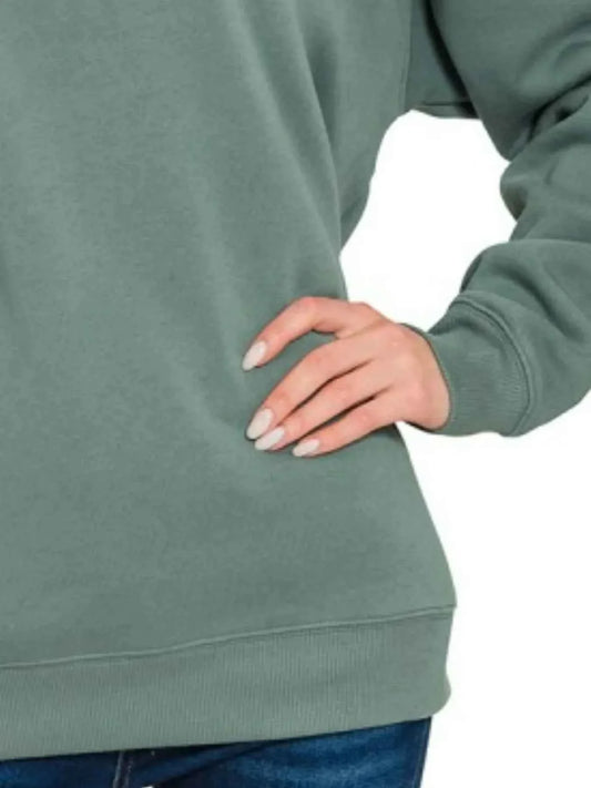 Zenana Fleece Sweatshirt for Women - Cozy Round Neck Top for Ultimate Comfort