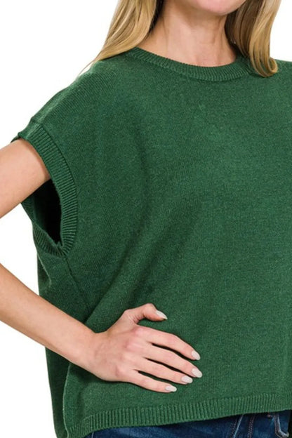 Zenana Oversized Viscose Sweater Vest in Green