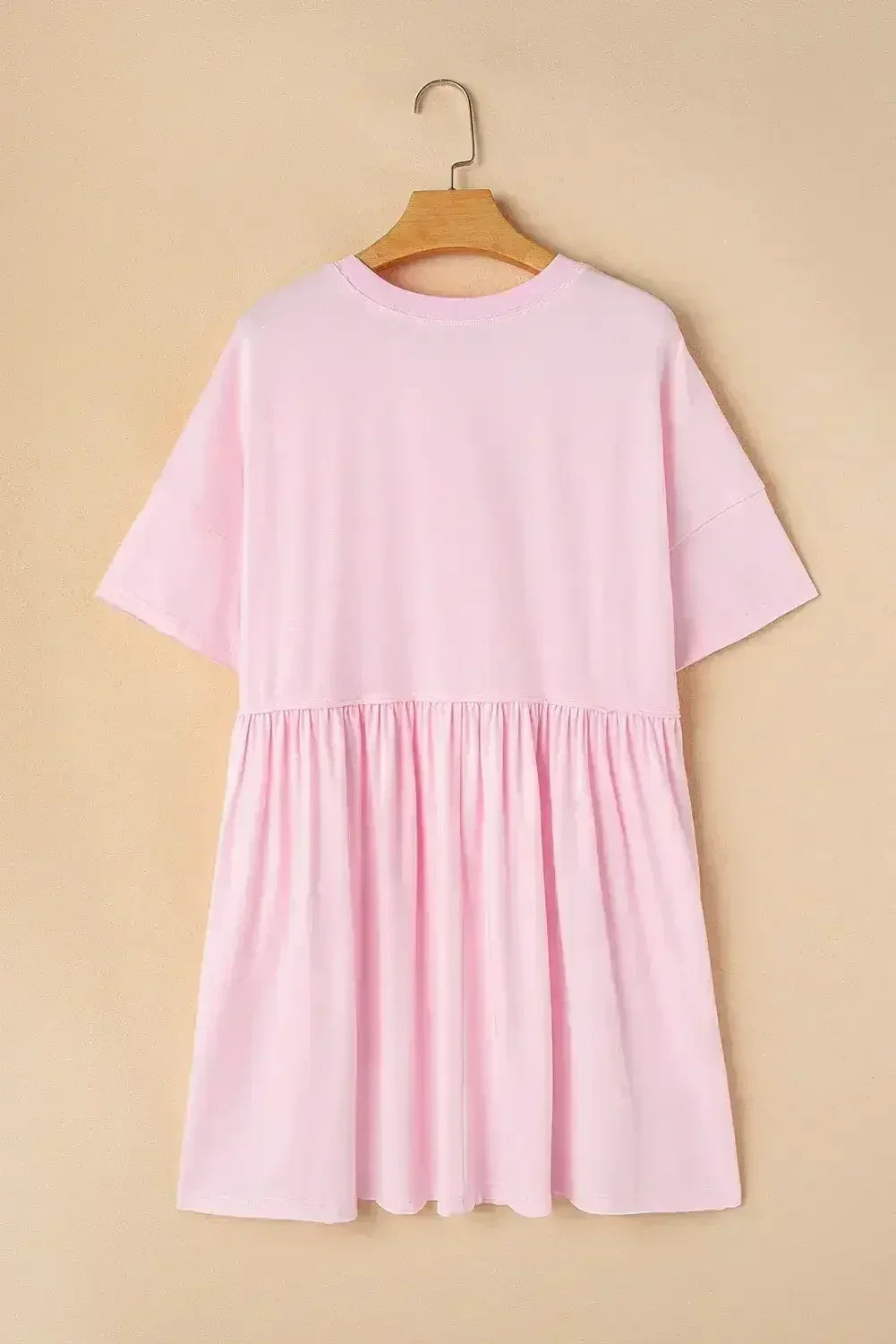 Sky Blue Solid Color Pocket Raw Edge Babydoll Dress