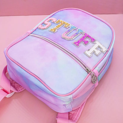 Girls Backpack with Glitter Varsity Letters - Mini Tie Dye