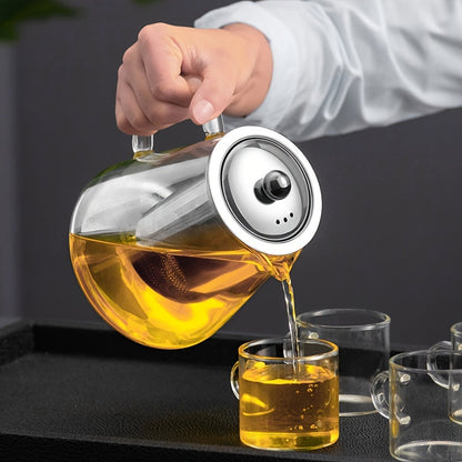 Elegant Floral Glass Teapot with Durable Infuser  Dishwasher Safe