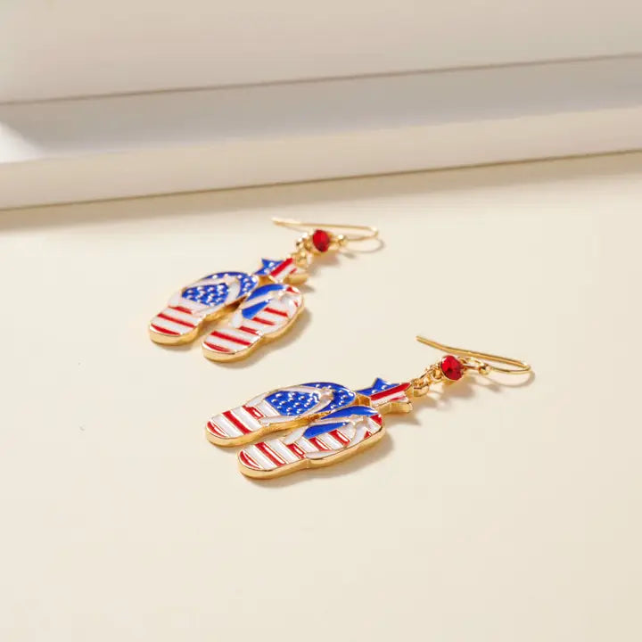 USA Flag Flip Dangling Earrings