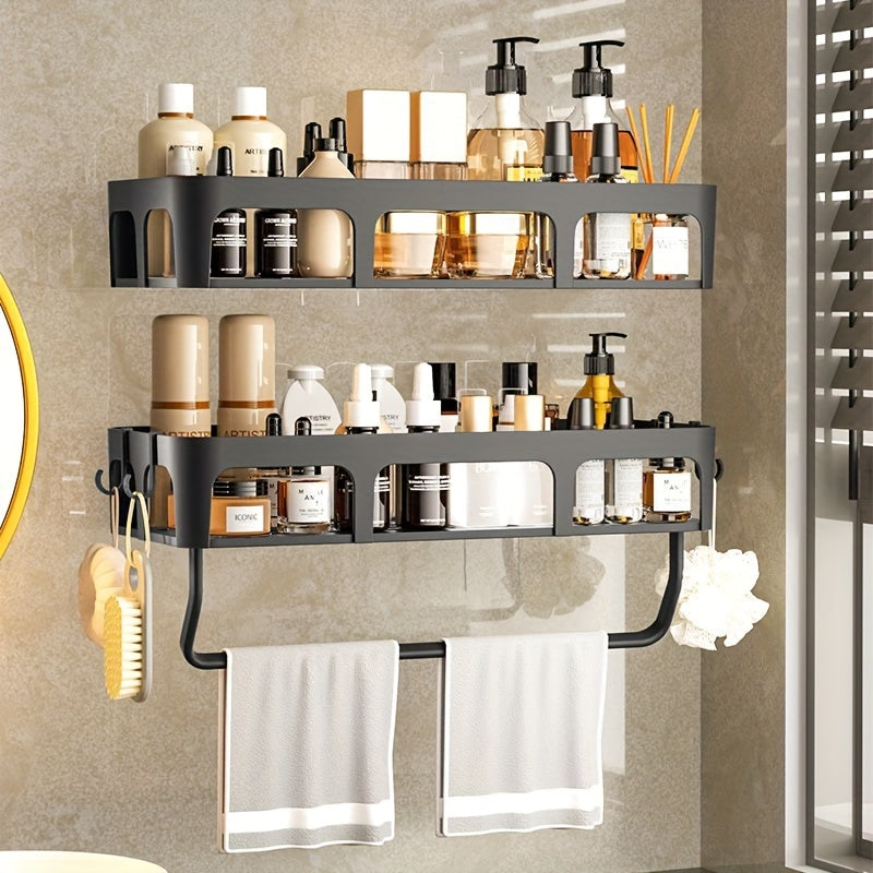 NoDrill WallMounted Bathroom Shelf with Toothbrush Holder