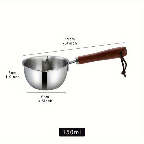 Stainless Steel Saucepan with Wood Handle  Versatile Kitchen Essential