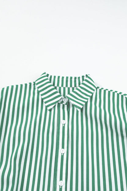 Sky Blue Stripe Dolman Sleeve Oversized Blouse