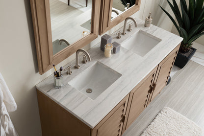 Portland 60" Double Vanity Cabinet, Whitewashed Walnut