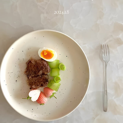 Ceramic Dinner Plate with Splattered Ink Design Stylish Tableware