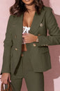 Full Size Plus Size Blazer Pantsuit with Lapel Collar and Long Sleeves