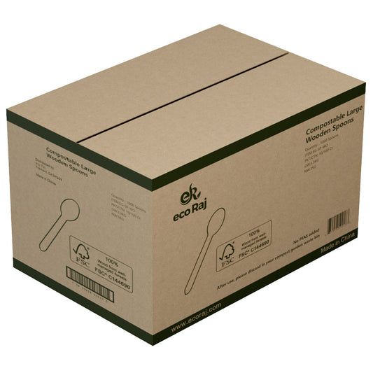 Compostable Birch Wood Spoons – 6.3" Length, 1000 Count