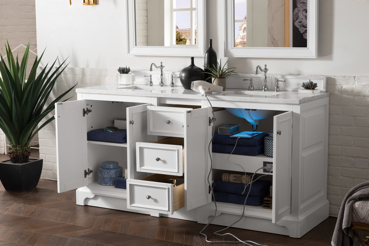 De Soto 72" Double Vanity Cabinet, Bright White