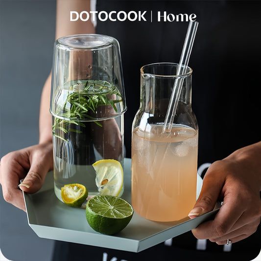Elegant BPAFree Glass Water Carafe  Cup Set