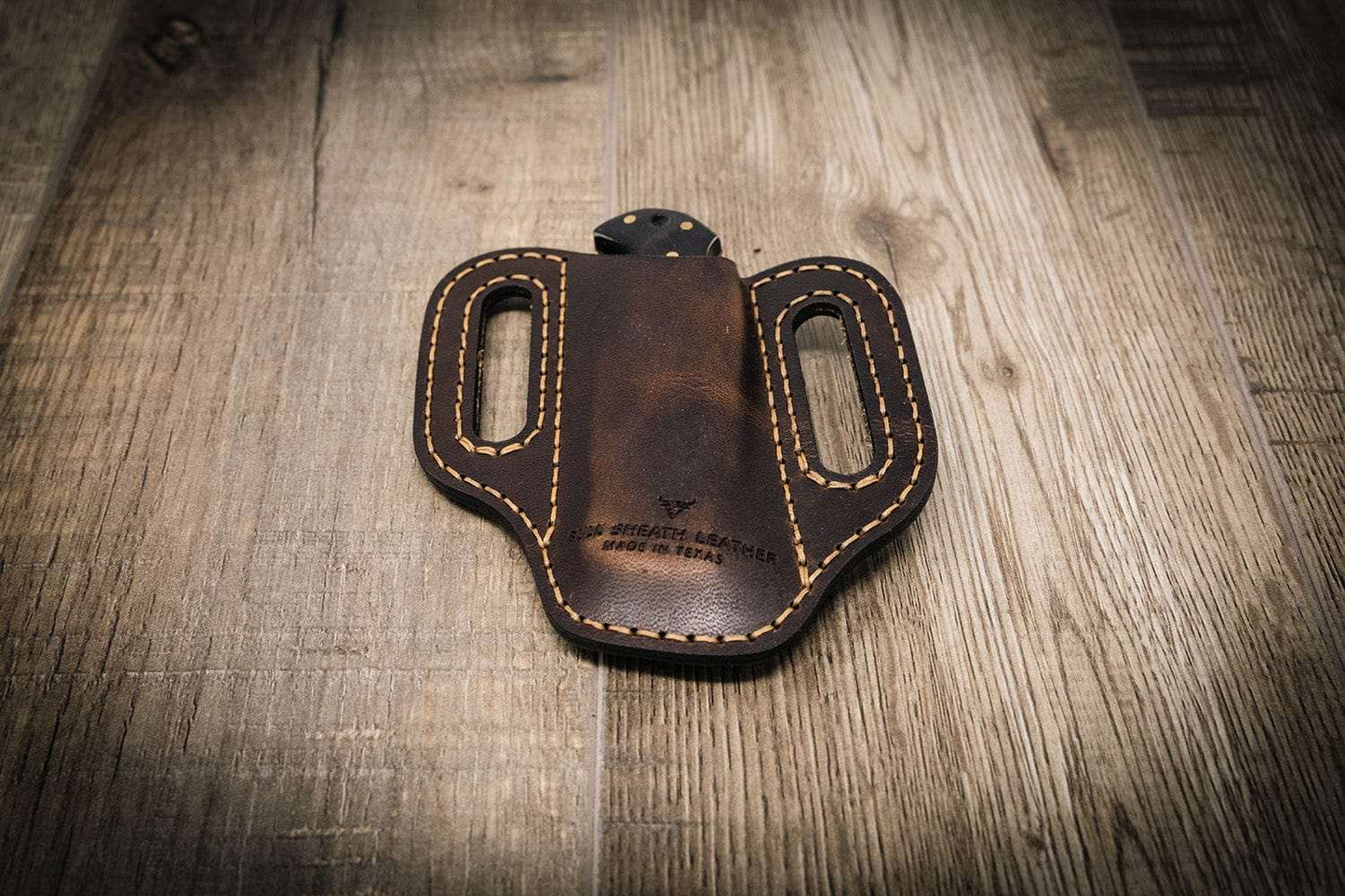 Custom Leather Knife Sheath - Walnut Brown