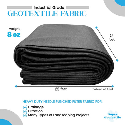 8 oz Non Woven Needle Punched Geotextile Filter Fabric - 50 Year Fabric