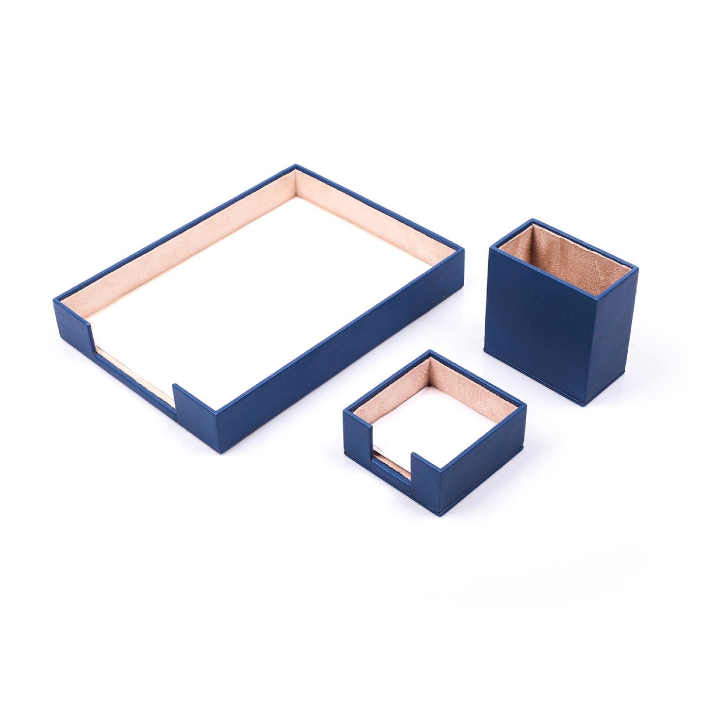 MOOG Leather Desk Set-3 Accessories-Single Document Tray - Turquoise - 3 PCS