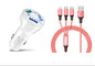 3 Port Fast LED White Car Charger + 3 in 1 Cable Combo