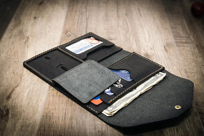 Badge Clutch Wallet - Black