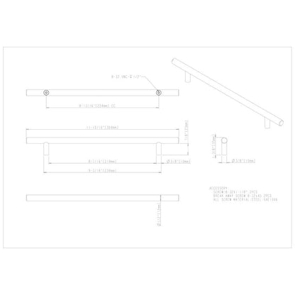 96 mm Center-to-Center Hollow Matte Black Stainless Steel Naples Cabinet Bar Pull