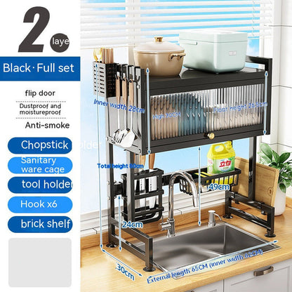 Kitchen Sink Storage Stand Surface Washed Bowl And Chopstick Rack | Kitchen + Metal