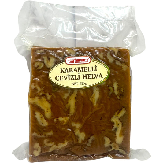 Tatsan 454g Carmel Walnut Halva - Authentic Traditional Halva Sweets for Indulgent Treats