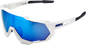 100% Speedtrap Sunglasses - White - Blue Mirror 60012-00003