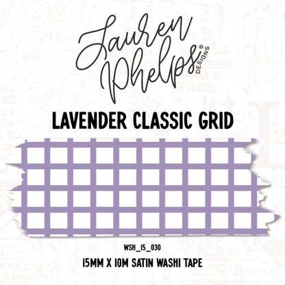 Lavender Classic Grid 15mm washi