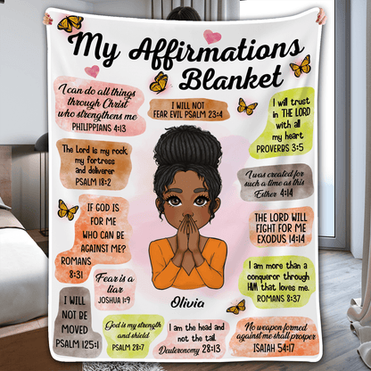 My Affirmations - Custom Blanket for Black Women - Personalized Gift for Girl, Wife, Mom | African American, Black History, Juneteenth