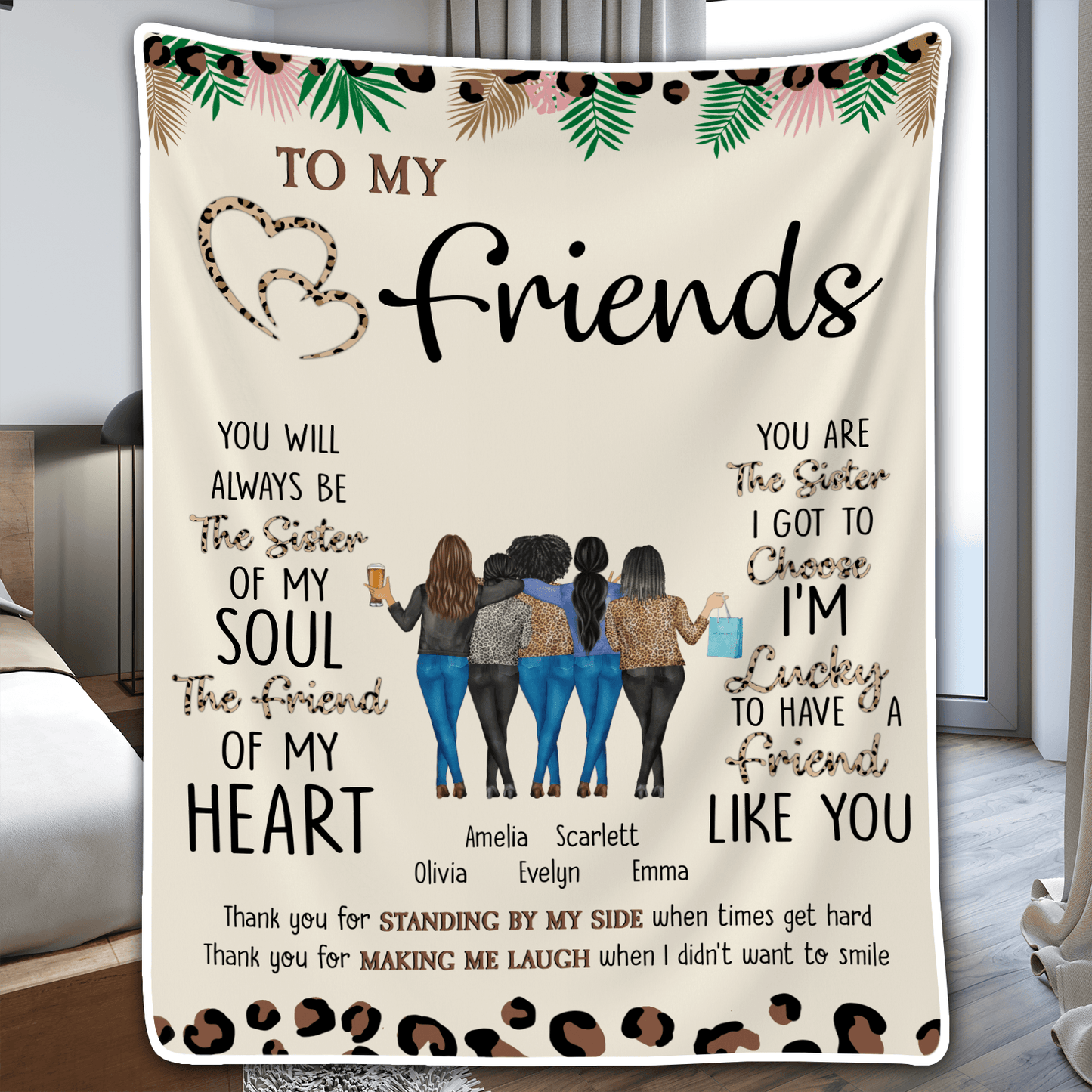 To My Bestie Thank You For Standing By My Side Friendship - Personalized Custom Blanket - Personalized Gift For Her, Besties, Friends, Sisters