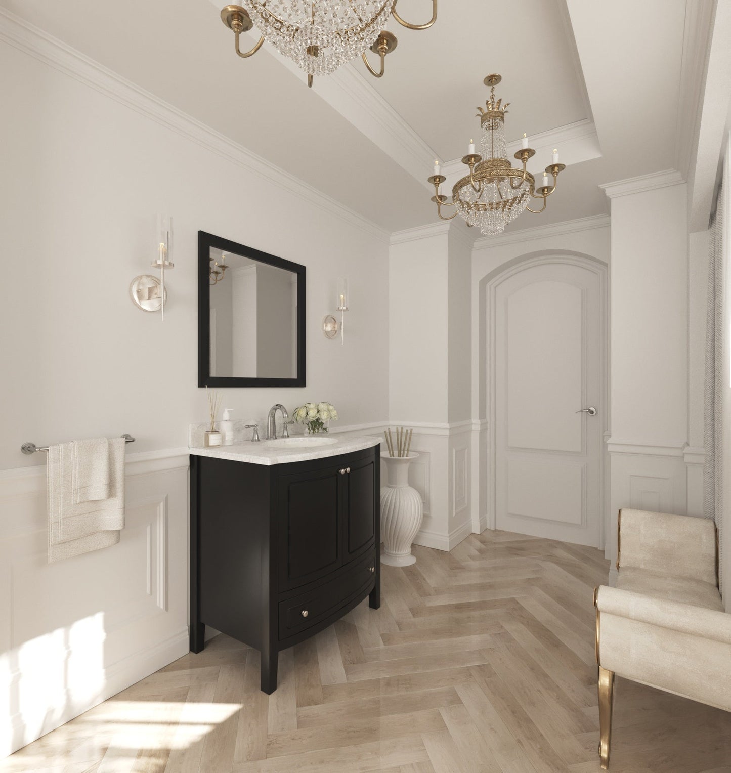 Estella 32" Bathroom Vanity with Jerusalem Gold Marble Countertop