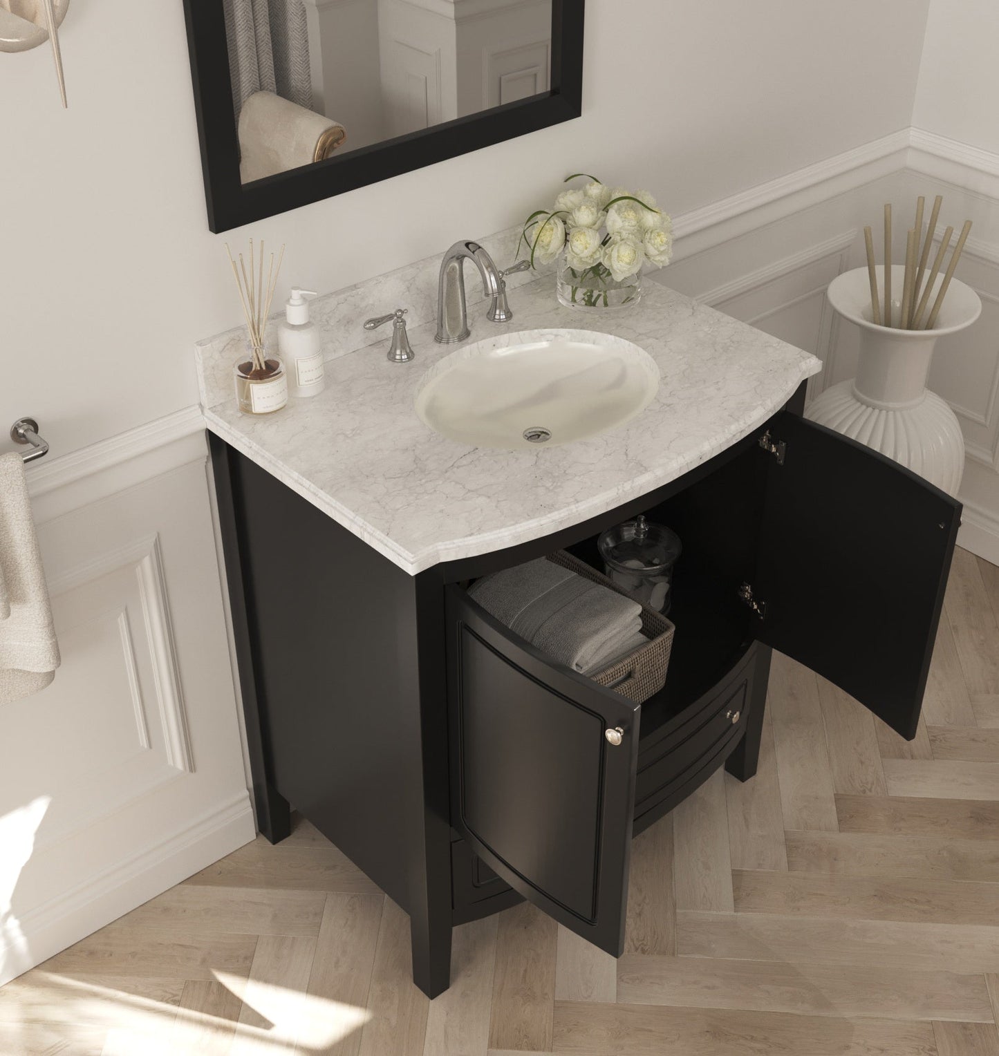 Estella 32" Bathroom Vanity with Jerusalem Gold Marble Countertop