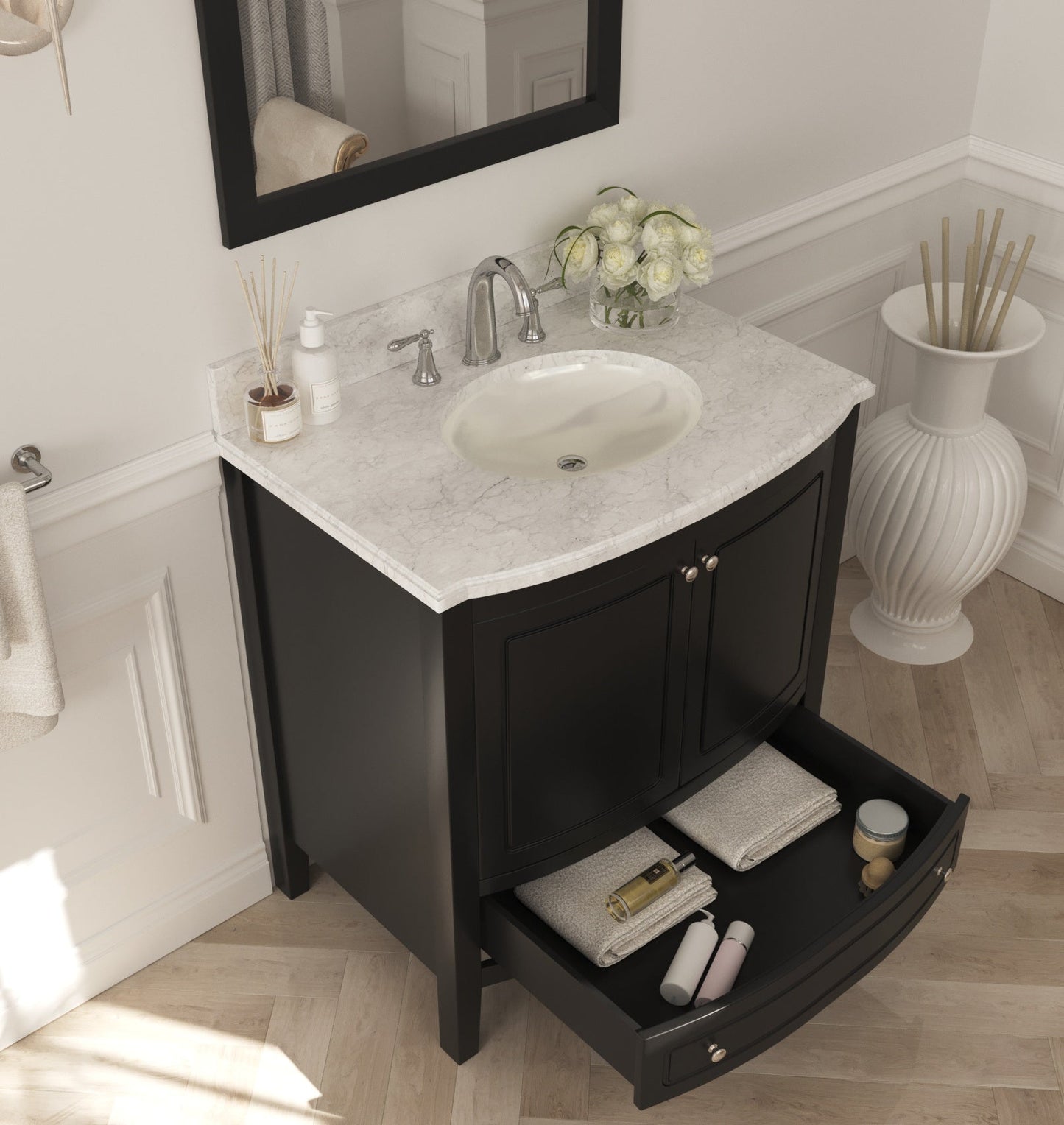 Estella 32" Bathroom Vanity with Jerusalem Gold Marble Countertop