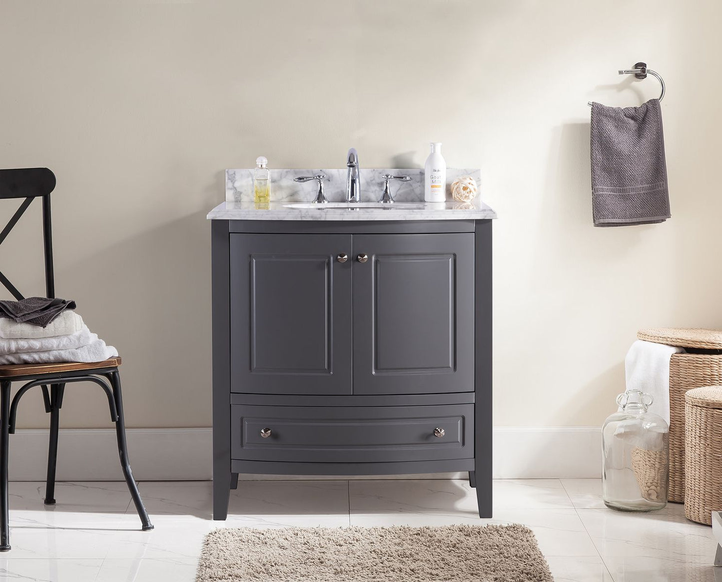 Estella 32" Bathroom Vanity with Jerusalem Gold Marble Countertop