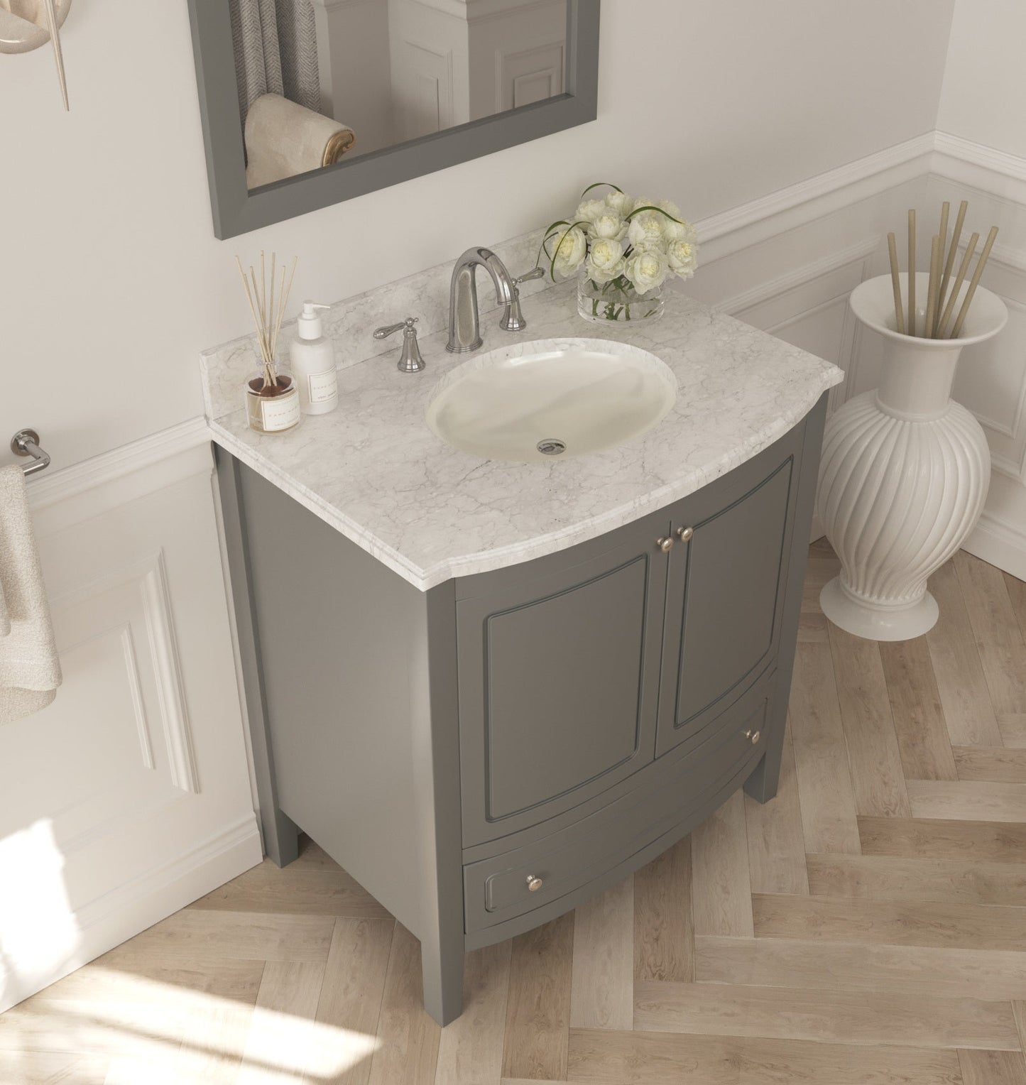 Estella 32" Bathroom Vanity with Jerusalem Gold Marble Countertop