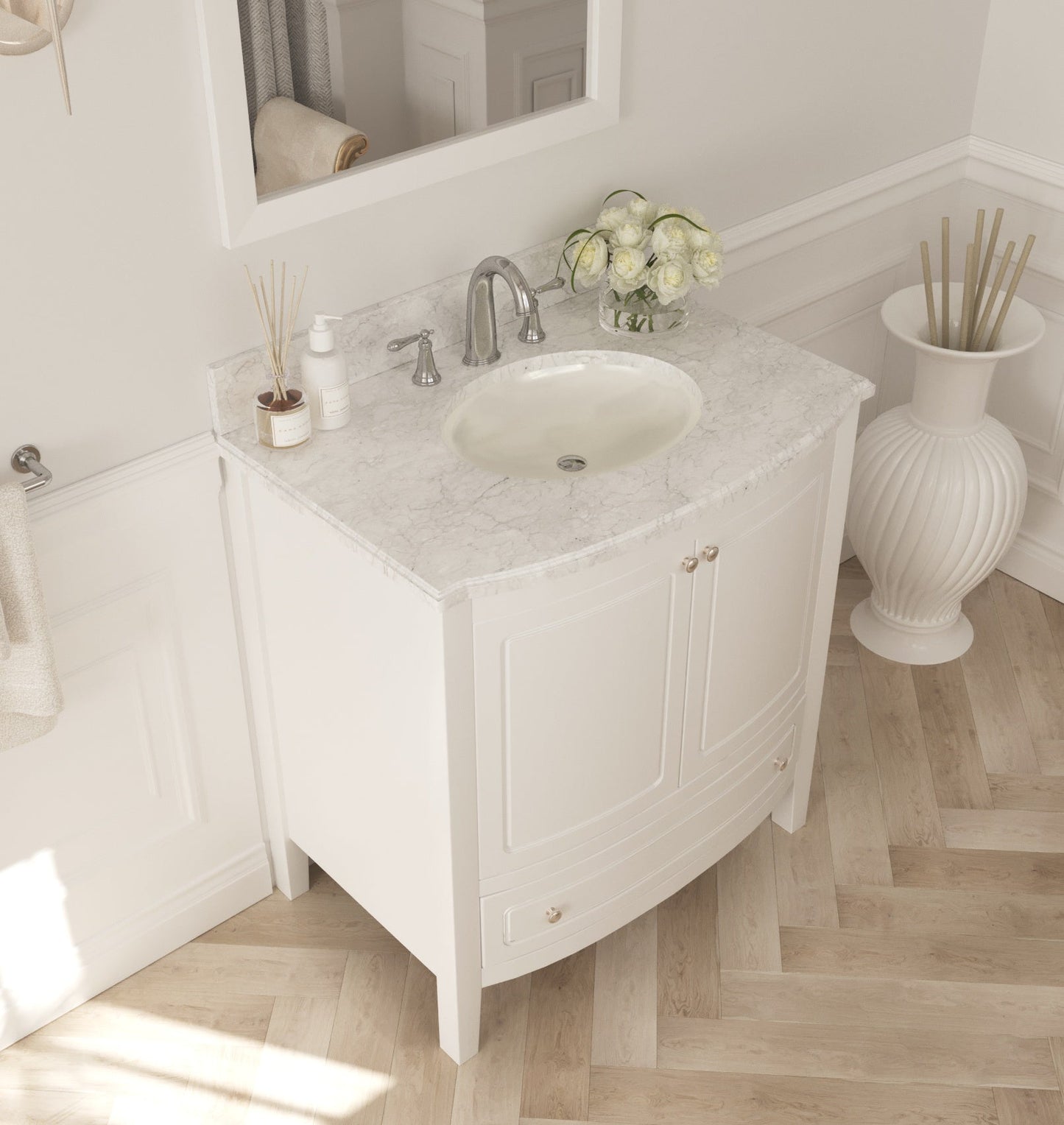 Estella 32" Bathroom Vanity with Jerusalem Gold Marble Countertop