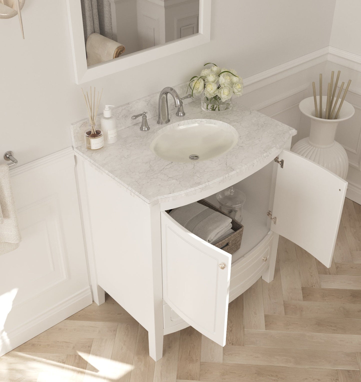 Estella 32" Bathroom Vanity with Jerusalem Gold Marble Countertop