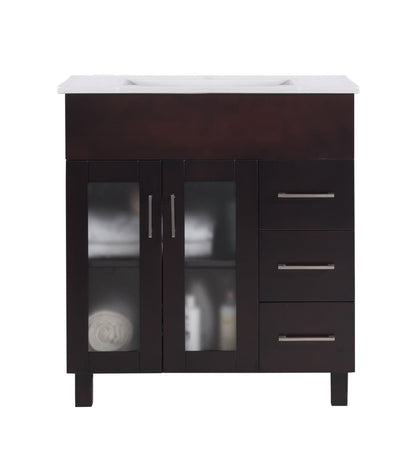 Nova 32" Bathroom Vanity with White Ceramic Basin Countertop