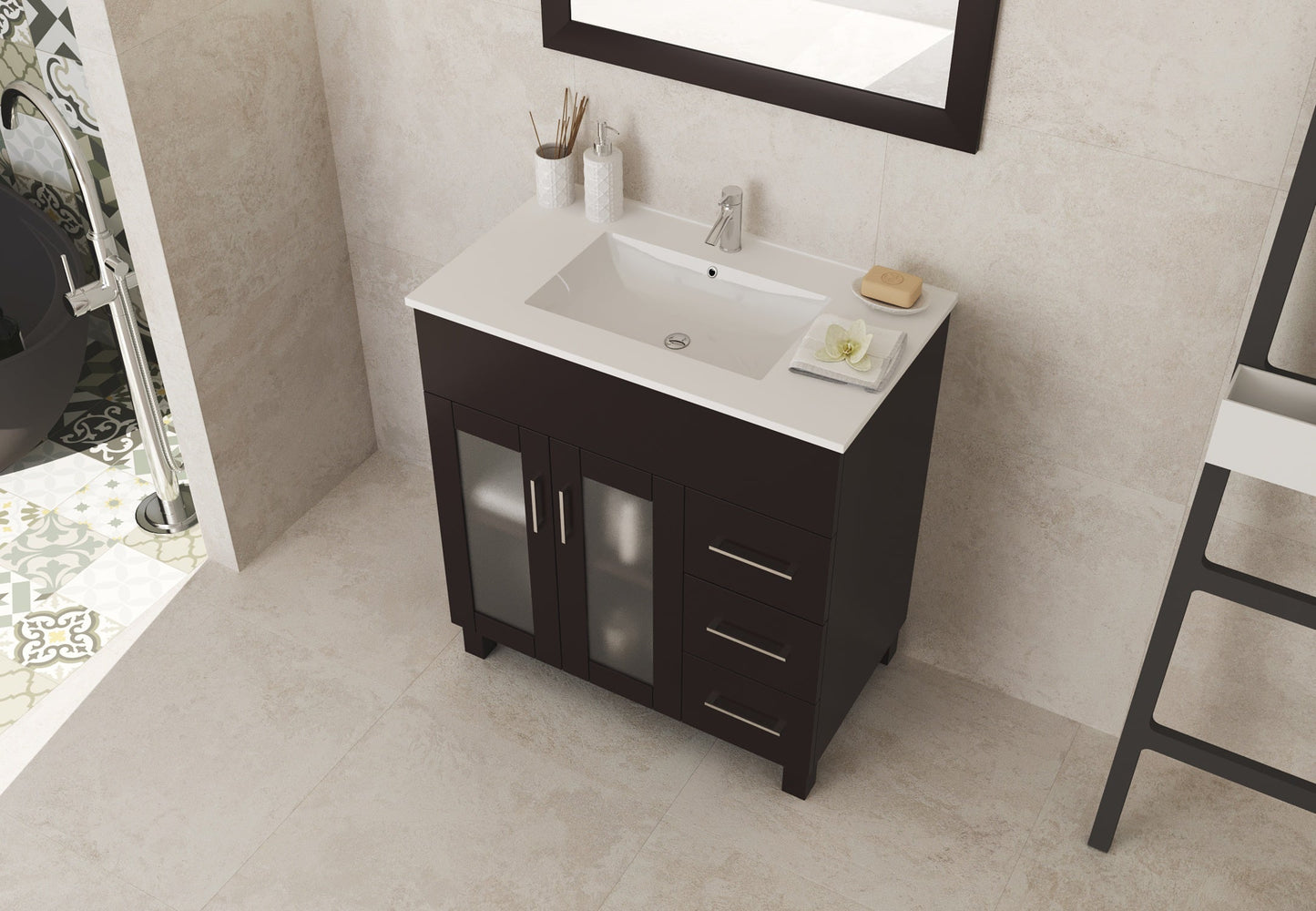Nova 32" Bathroom Vanity with White Ceramic Basin Countertop