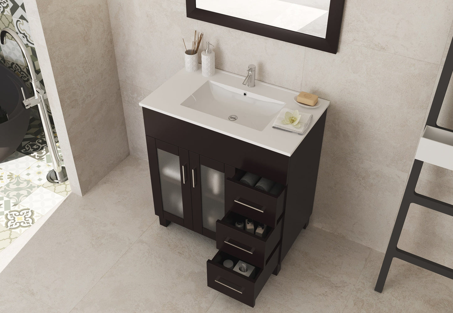 Nova 32" Bathroom Vanity with White Ceramic Basin Countertop