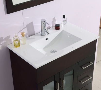 Nova 32" Bathroom Vanity with White Ceramic Basin Countertop