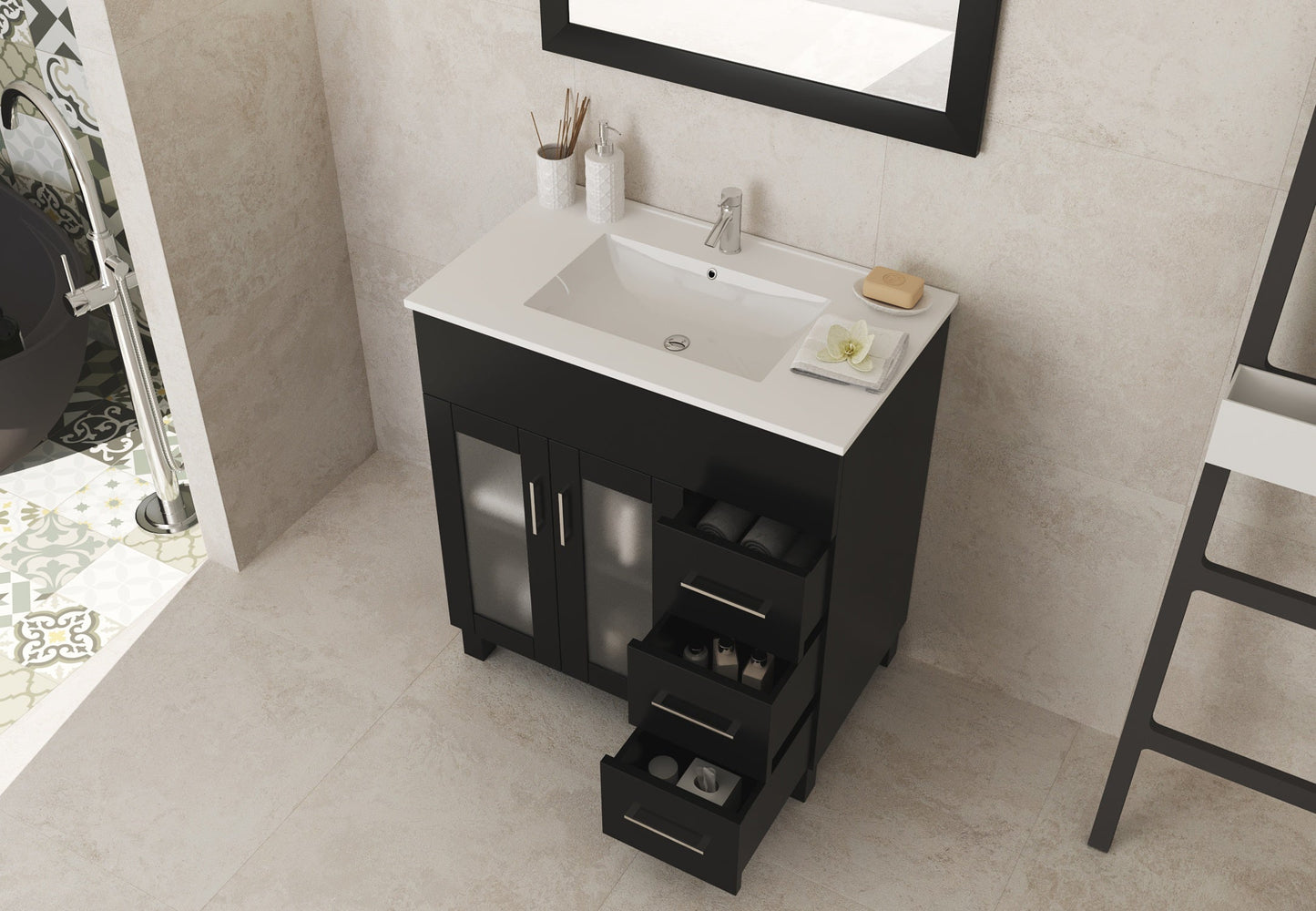 Nova 32" Bathroom Vanity with White Ceramic Basin Countertop