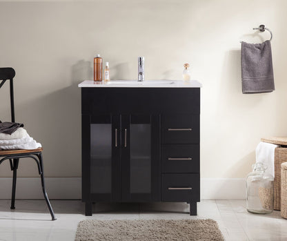 Nova 32" Bathroom Vanity with White Ceramic Basin Countertop