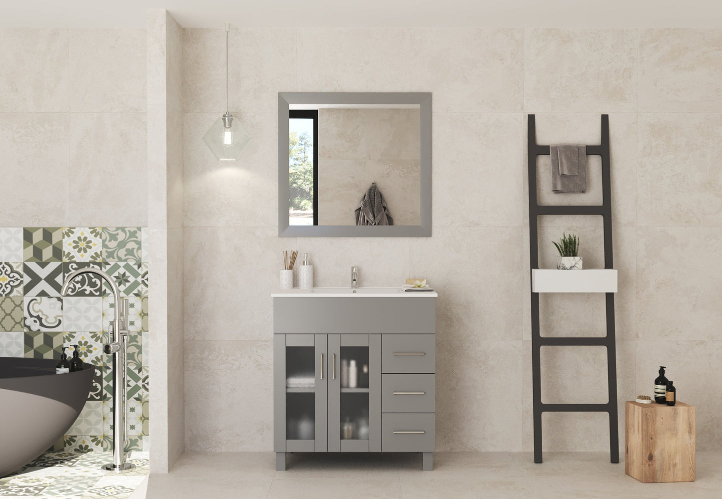 Nova 32" Bathroom Vanity with White Ceramic Basin Countertop