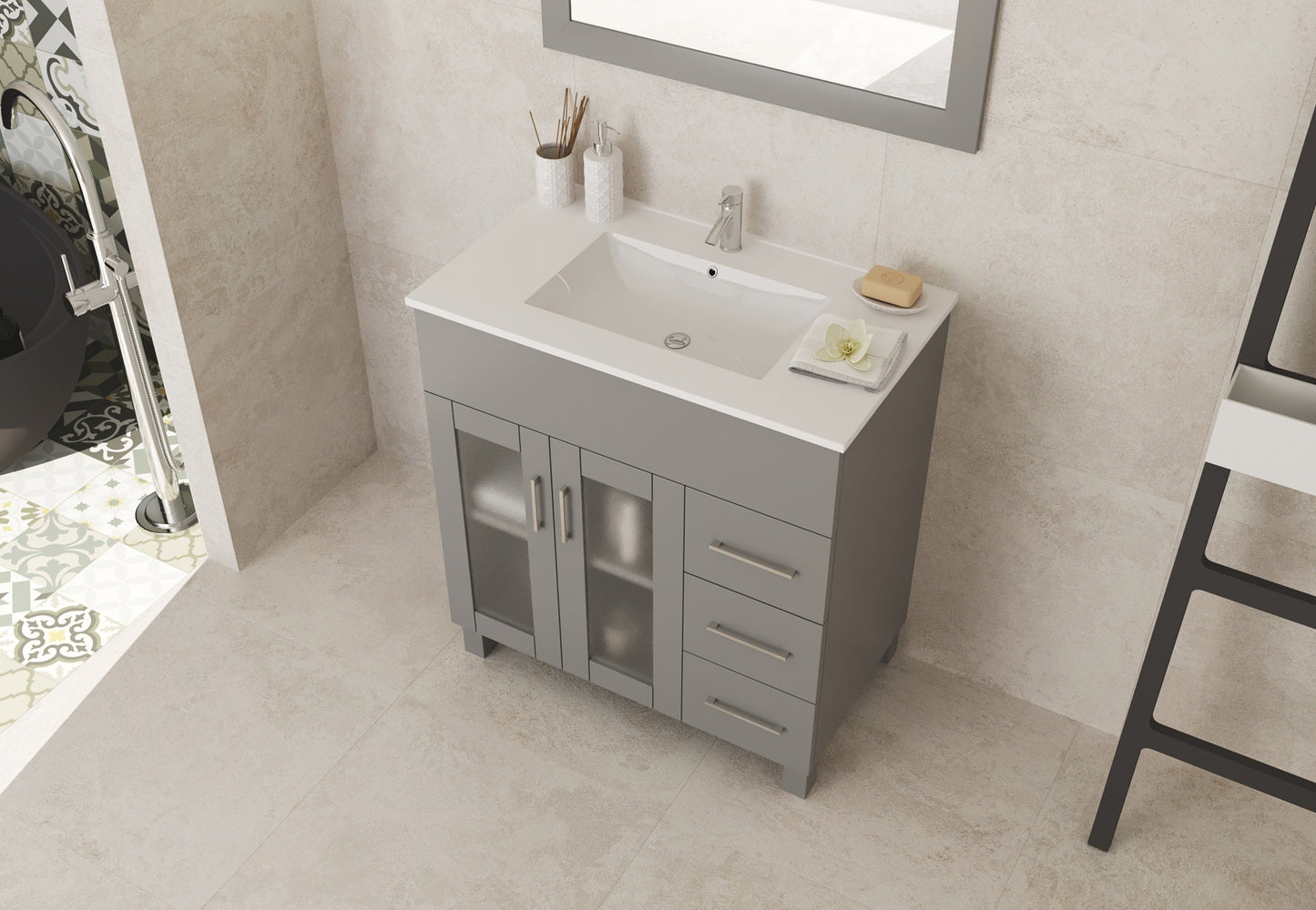 Nova 32" Bathroom Vanity with White Ceramic Basin Countertop