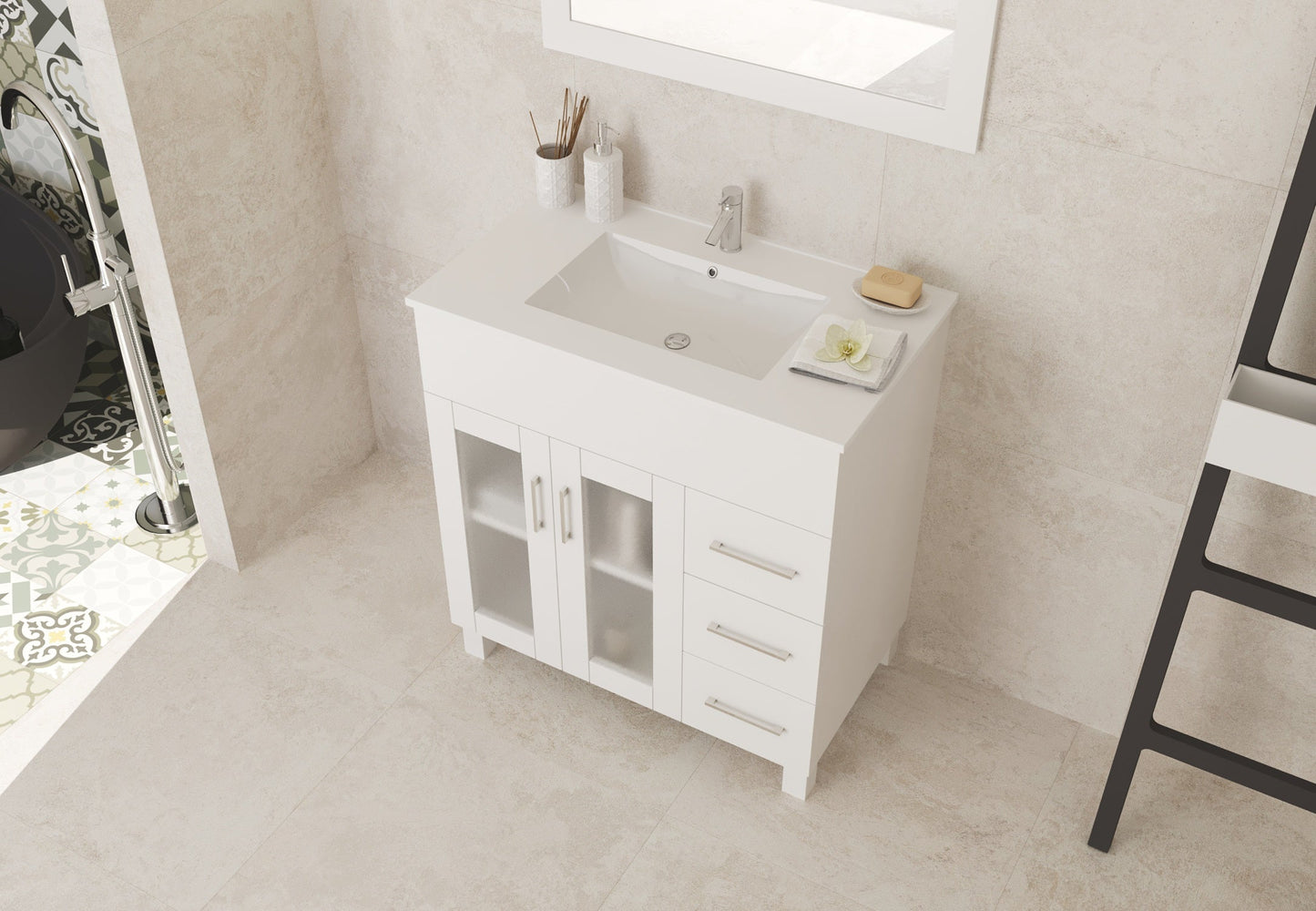 Nova 32" Bathroom Vanity with White Ceramic Basin Countertop