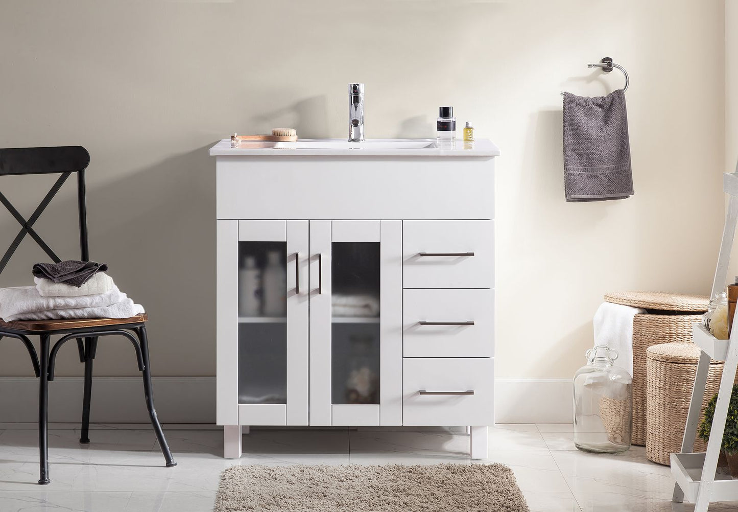 Nova 32" Bathroom Vanity with White Ceramic Basin Countertop